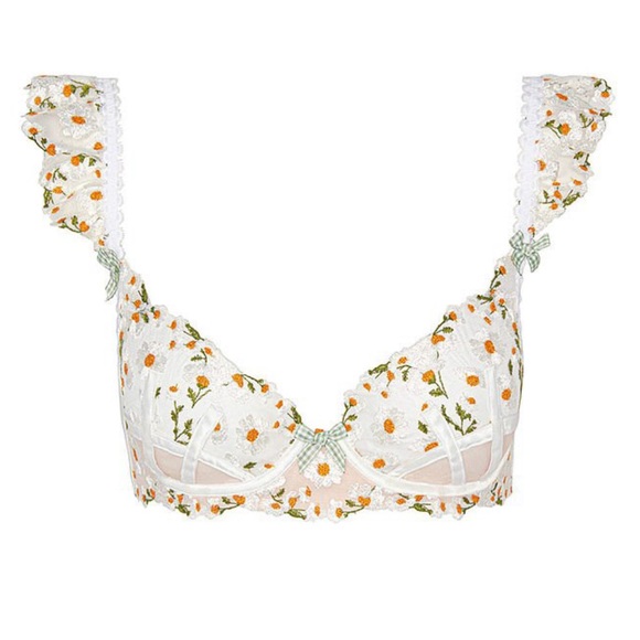 3PC For Love & Lemons Tossed Daisy Bra, Thong and Garter - Picture 6 of 10